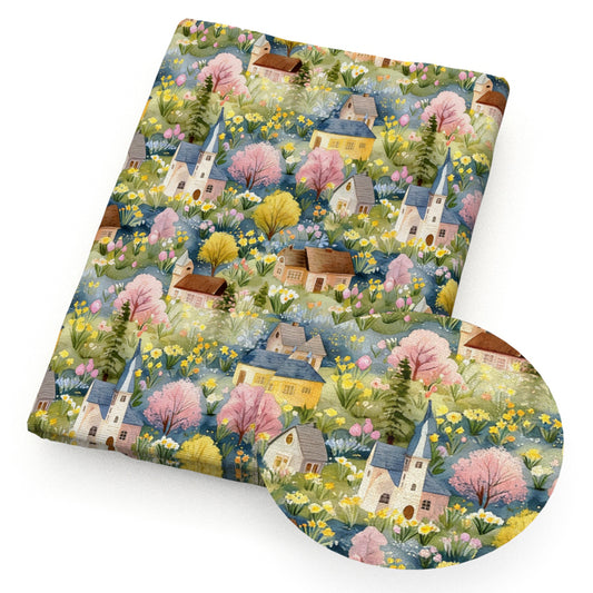 house leaf leaves tree flowerfloral fabric