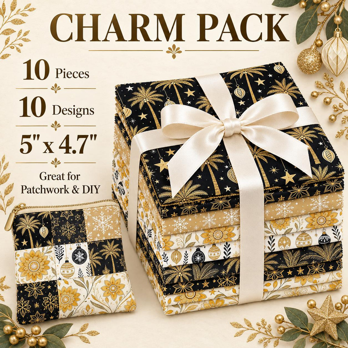10Pc/Set Christmas Series Flower Bell Star Tree Fat Quarter Fabric, Pre-Cut Square Fabric Assort, Fabric Set, Craft Fabric, Handmade DIY Patchwork Fabric,Home Quilting Sewing Fabric, Packaging Fabric, Scrapbooking Craft Hobbyist