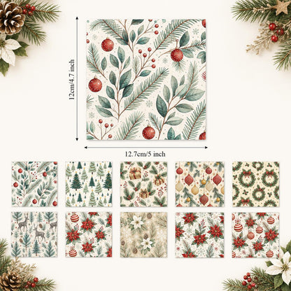 10Pc/Set Christmas Series Bowknot Star Flower Deer Holly Christmas Tree Fat Quarter Fabric, Pre-Cut Square Fabric Assort, Fabric Set, Craft Fabric, Handmade DIY Patchwork Fabric,Home Quilting Sewing Fabric, Packaging Fabric, Scrapbooking Craft Hobbyist
