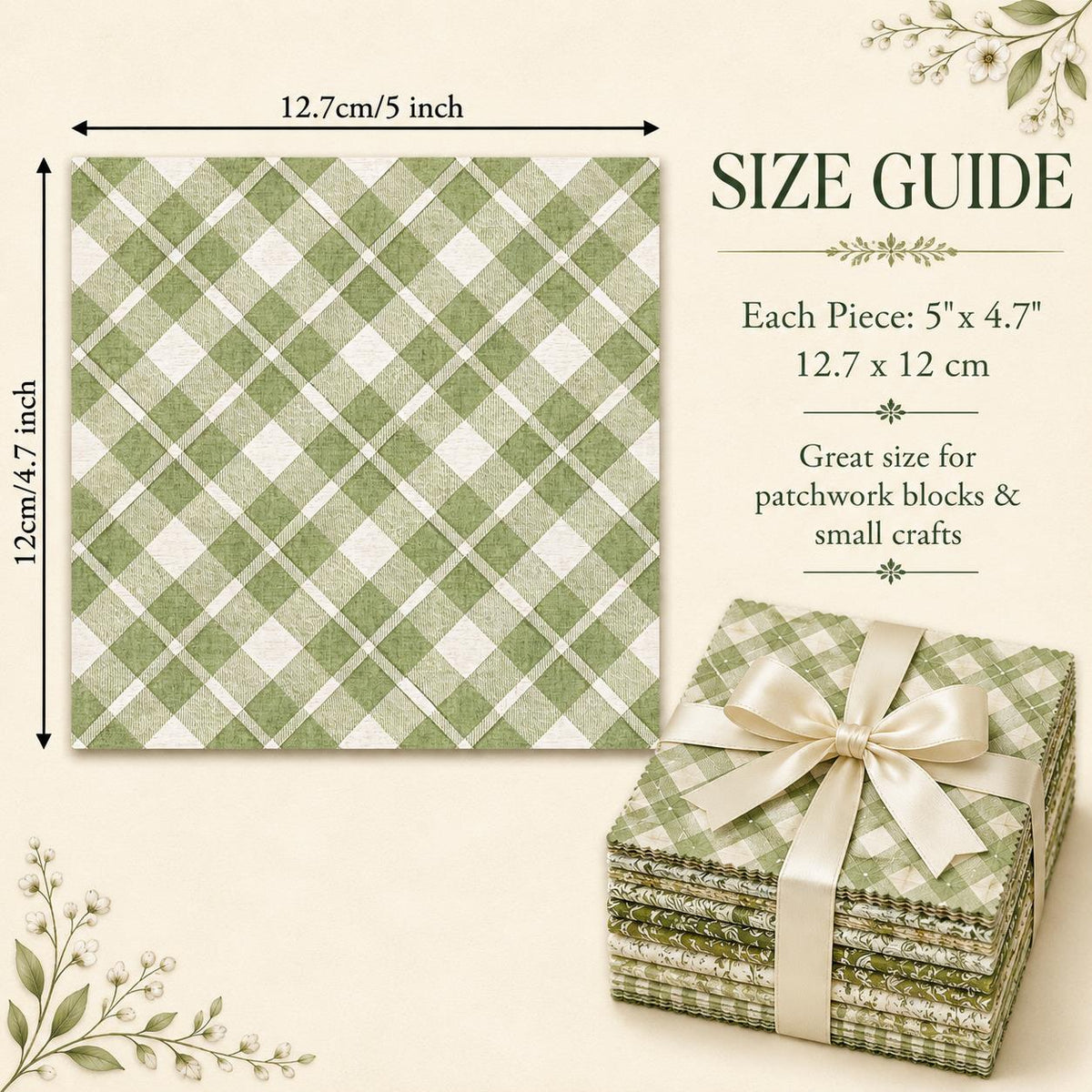10pcS Charm Pack Set Plaid Floral Pattern VIntage Style Handmade DIY With Rich Color and Texture Elements 100% Polyester Patchwork in 10 Design Styles Suitable For Patchwork DIY Craft Projects DIY Wallet Making Gift Giving Bag Making Mother's Day Gift