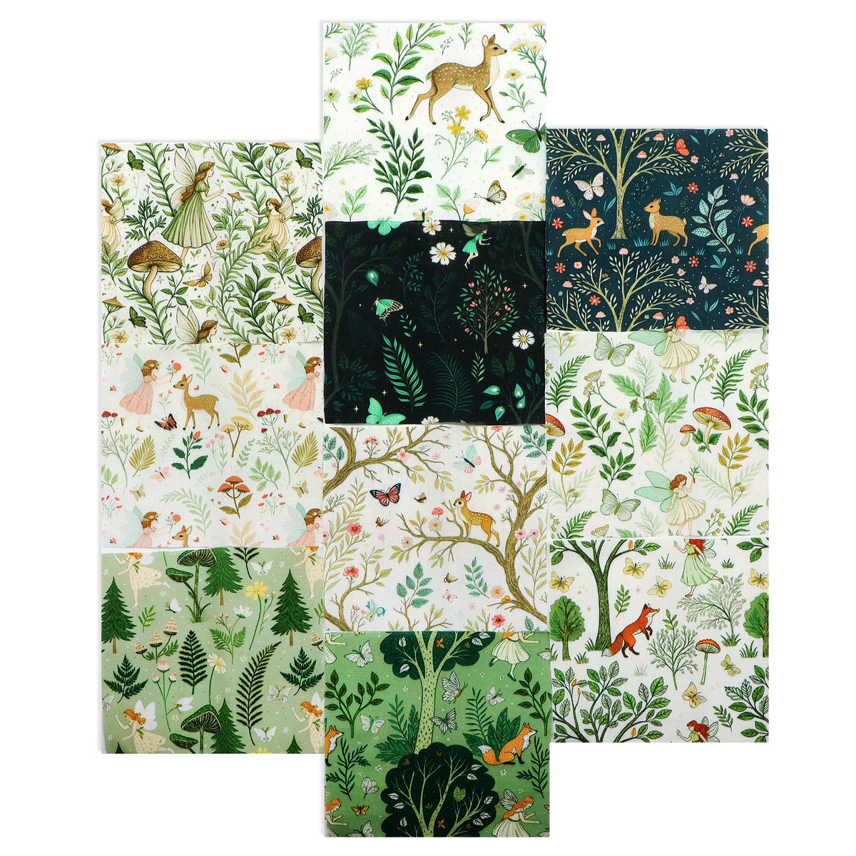 10Pc/Set Flower Butterfly Series Deer Mushroom Fox Fat Quarter Fabric, Pre-Cut Square Fabric Assort, Fabric Set, Craft Fabric, Handmade DIY Patchwork Fabric,Home Quilting Sewing Fabric, Packaging Fabric, Scrapbooking Craft Hobbyist