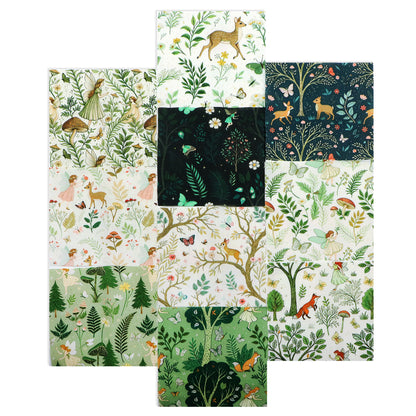 10Pc/Set Flower Butterfly Series Deer Mushroom Fox Fat Quarter Fabric, Pre-Cut Square Fabric Assort, Fabric Set, Craft Fabric, Handmade DIY Patchwork Fabric,Home Quilting Sewing Fabric, Packaging Fabric, Scrapbooking Craft Hobbyist