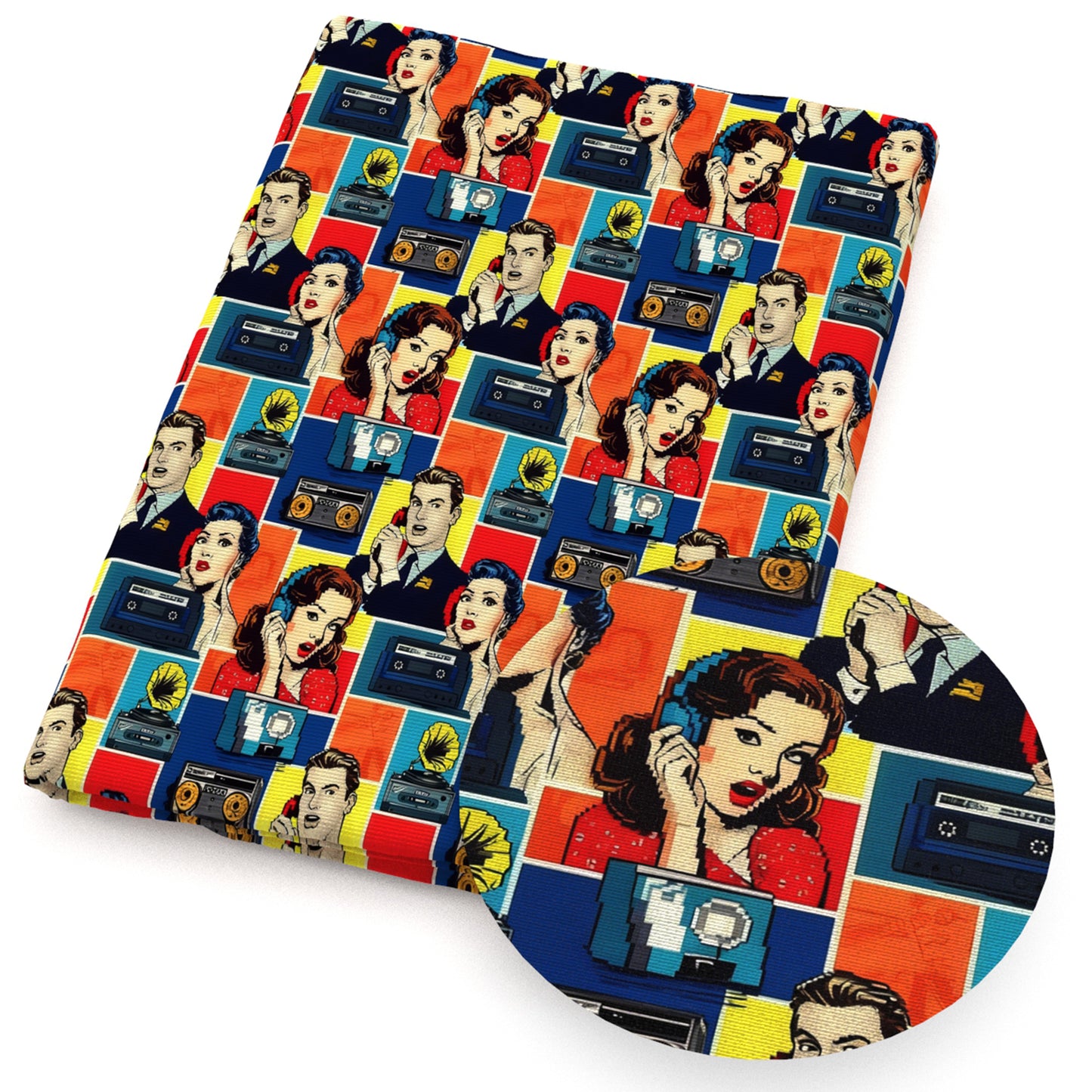 plaid grid magnetic tape fabric