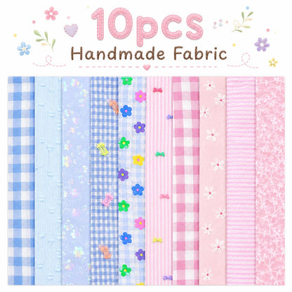10Pc/Set, Making 10 Images 1pc Each, Each Size: 6.3*50cm Plaid Floral Series Sliced Fabric Set Style Combination, Polyester Jelly Roll Fabric Strips, Pre-Cut Quilting Squares, For Quilting DIY, Handicrafts And Sewing, Blankets, Rugs, Interior Decoration,