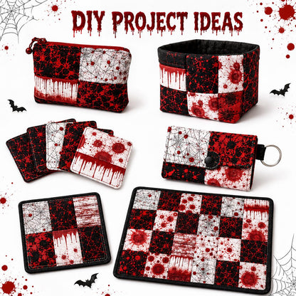 10pcs Charm Pack Set Blood Halloween Pattern Vintage Style Handmade DIY with Rich Color and Texture Elements 100% Polyester Patchwork in 10 Design Styles Suitable for Patchwork DIY Craft Projects DIY Wallet Making Gift Giving Bag Making Mother's Day Gift