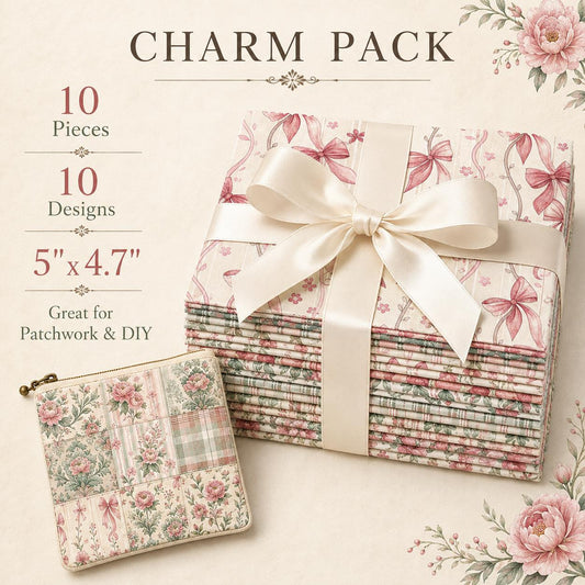 10pcs Charm Pack Set Floral Pattern 100% Polyester Patchwork in 10 Design Styles, Ready-to-Sew Without Cutting, Suitable For Patchwork Wallet Making Gift Giving Tote Bags Coasters DIY Craft Projects For Mother's Gift