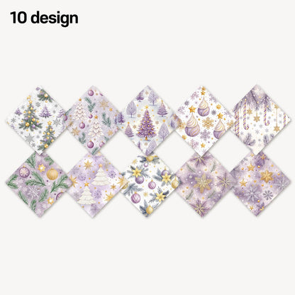 10pcs Charm Pack Set Christmas Tree Pattern Vintage Style Handmade DIY with Rich Color and Texture Elements 100% Polyester Patchwork in 10 Design Styles Suitable for Patchwork DIY Craft Projects DIY Wallet Making Gift Giving Bag Making Mother's Day Gift