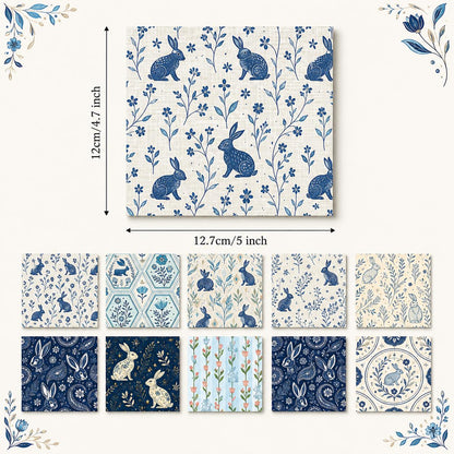 10pcs Charm Pack Set Floral Rabbit Vintage Style Pattern Handmade DIY with Rich Color and Texture Elements 100% Polyester Patchwork in 10 Design Styles Suitable for Patchwork DIY Craft Projects DIY Wallet Making Gift Giving Bag Making Mother's Day Gift