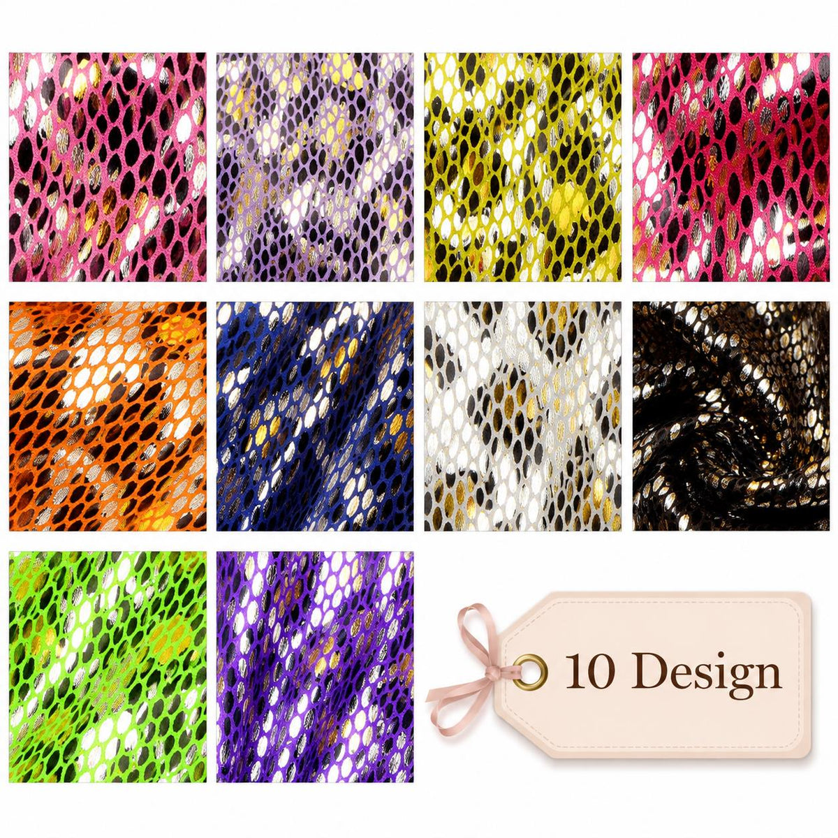 10pcs Vintage Snake Pattern Metallic Jelly Roll Fabric Strips 2.5X19.7inch Pre-Cut 100% Polyester For Patchwork Quilts, Table Runners, Placemats, Tote Bags, Storage Pouches, Makeup Bags, Coasters, Quilt Blocks & Binding