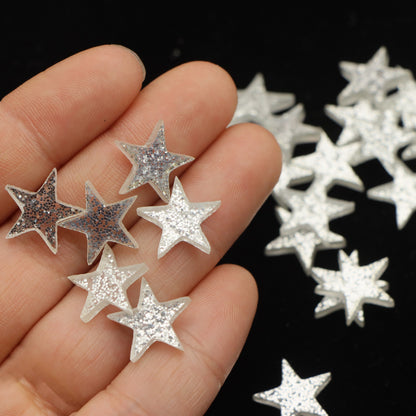 Resin Flat Back Charms Beads,5pcs Glitter Star Shape Resin Cabochons for DIY Crafts, Scrapbooking, Jewelry Making