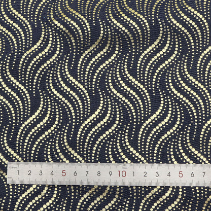 1Pc Golden Hot Stamping dot wave Pre-Washed stripe Denim Fabric - 59x19.68inch(150x50cm)  DIY Crafts Projects, DIY Wallet Making