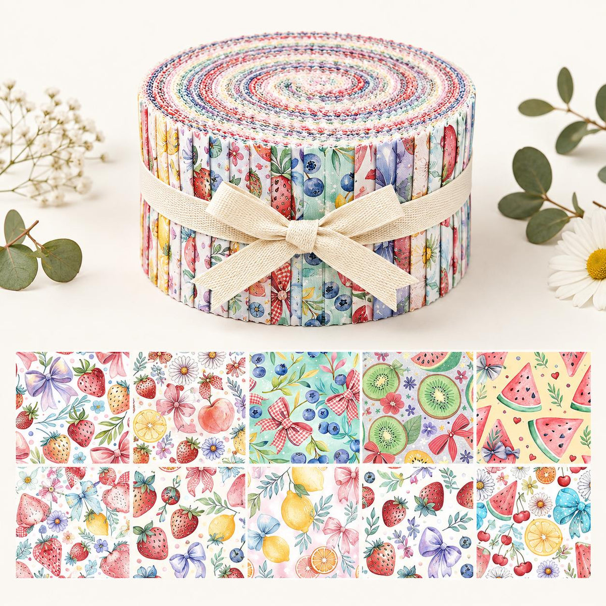 10pcs Vintage Strawberry Fruit Watermelon Pattern Purple Jelly Roll Fabric Strips 2.5X19.7inch Pre-cut 100% Polyester for Patchwork Quilts, Table Runners, Placemats, Tote Bags, Storage Pouches, Makeup Bags, Coasters, Quilt Blocks & Binding