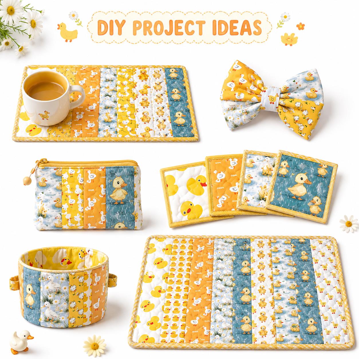 10Pc/Set, Making 10 Images 1pc Each, Each Size: 6.3*50cm Duck Yellow Series Sliced Fabric Set Style Combination, Polyester Jelly Roll Fabric Strips, Pre-Cut Quilting Squares, For Quilting DIY, Handicrafts And Sewing, Blankets, Rugs, Interior Decoration