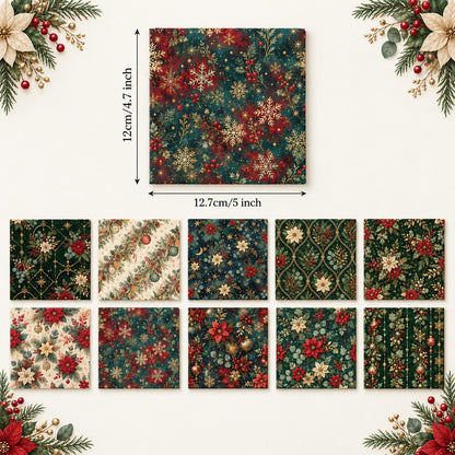 10Pc/Set Christmas Flower Series Star Holly Pinecones  Fat Quarter Fabric, Pre-Cut Square Fabric Assort, Fabric Set, Craft Fabric, Handmade DIY Patchwork Fabric,Home Quilting Sewing Fabric, Packaging Fabric, Scrapbooking Craft Hobbyist