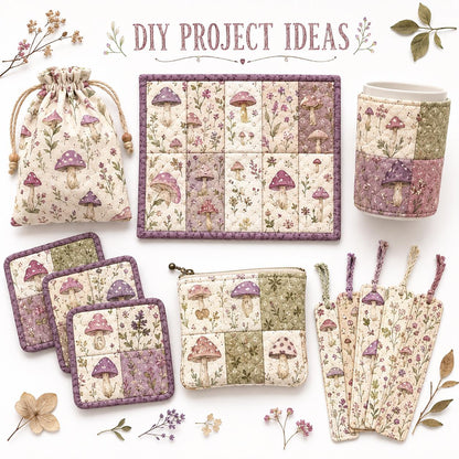 10pcs Charm Pack Set Mushroom Floral Deer Pattern Vintage Style Handmade DIY with Rich Color and Texture Elements 100% Polyester Patchwork in 10 Design Styles Suitable for Patchwork DIY Craft Projects DIY Wallet Making Gift Giving Bag Making Mother's Day
