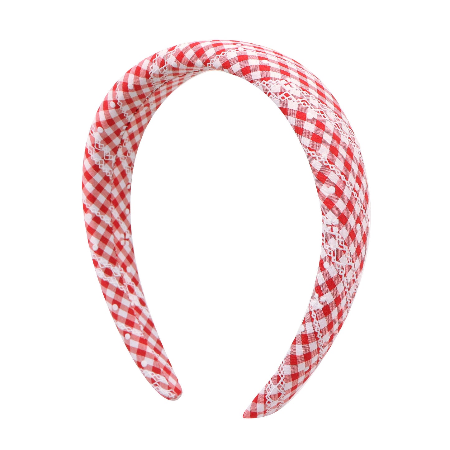 Red White Plaid Sponge Headband