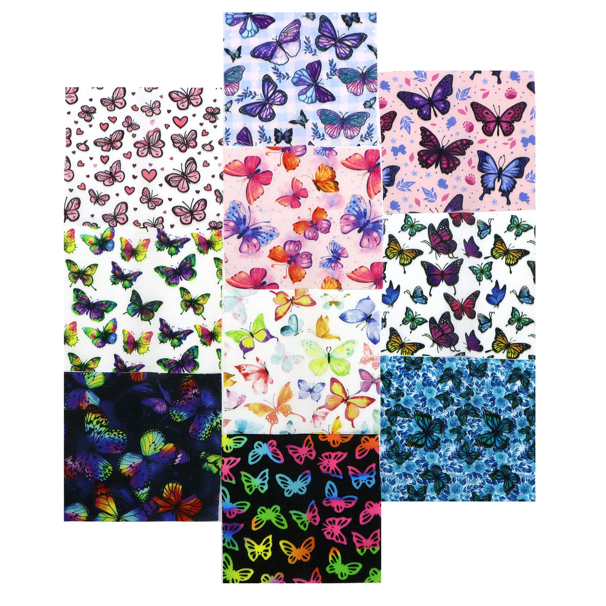 10Pc/Set Flower Butterfly Series Fat Quarter Fabric, Pre-Cut Square Fabric Assort, Fabric Set, Craft Fabric, Handmade DIY Patchwork Fabric,Home Quilting Sewing Fabric, Packaging Fabric, Scrapbooking Craft Hobbyist