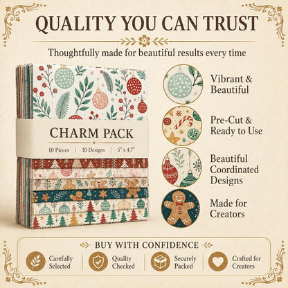 10Pc/Set Christmas Series Bowknot Heart Star Candy Crutch Fat Quarter Fabric, Pre-Cut Square Fabric Assort, Fabric Set, Craft Fabric, Handmade DIY Patchwork Fabric,Home Quilting Sewing Fabric, Packaging Fabric, Scrapbooking Craft Hobbyist