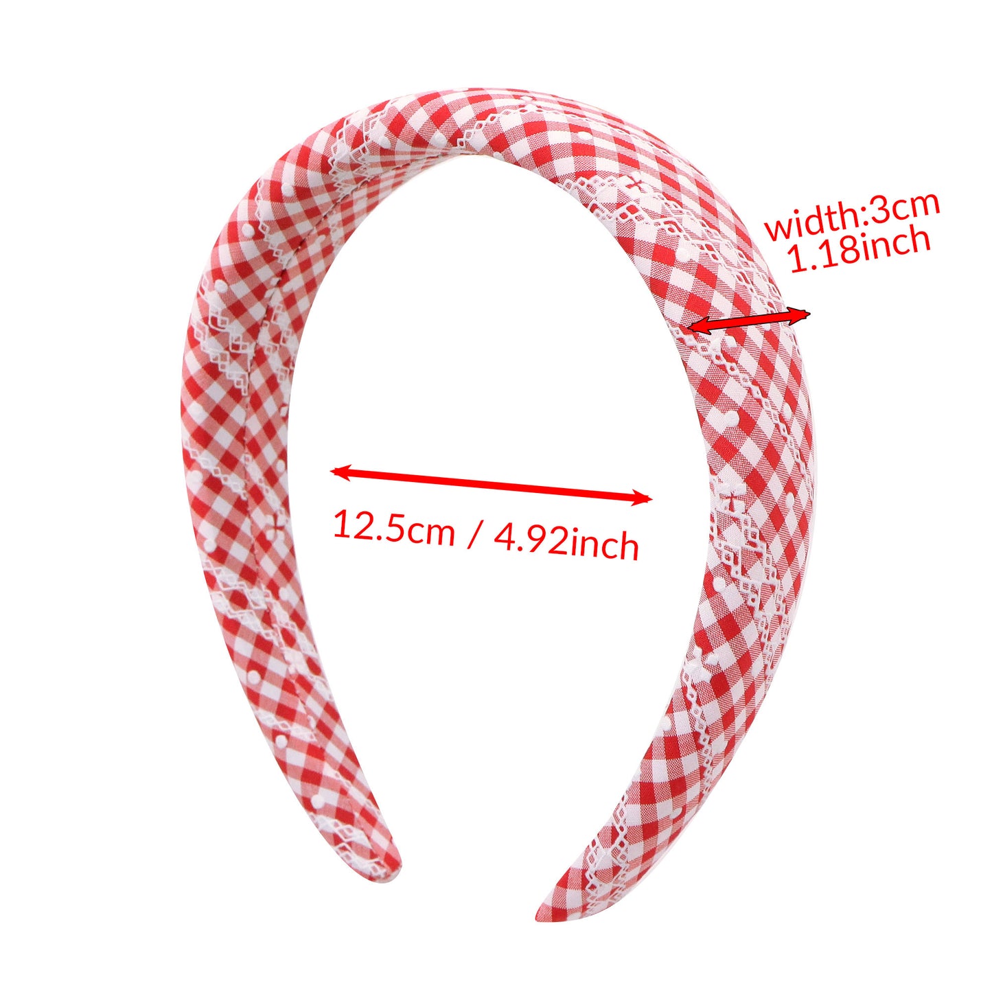 Red White Plaid Sponge Headband