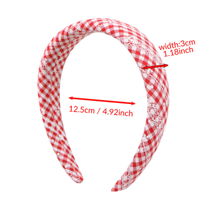 Red White Plaid Sponge Headband