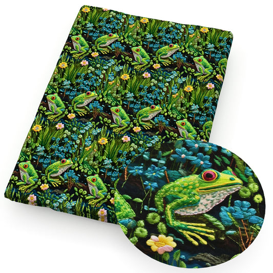 flowerfloral imitation embroidery series frog fabric
