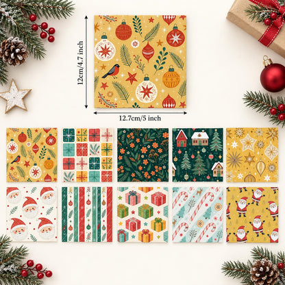 10Pc/Set Christmas Flower Deer Tree Santa Claus Crutch Series Fat Quarter Fabric, Pre-Cut Square Fabric Assort, Fabric Set, Craft Fabric, Handmade DIY Patchwork Fabric,Home Quilting Sewing Fabric, Packaging Fabric, Scrapbooking Craft Hobbyist