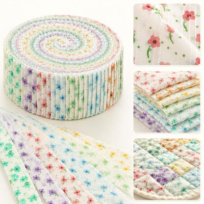10Pc/Set, Making 10 Images 1pc Each, Each Size: 6.3*50cm Floral Chiffon Series Sliced Fabric Set Style Combination, Polyester Jelly Roll Fabric Strips, Pre-Cut Quilting Squares, For Quilting DIY, Handicrafts And Sewing, Blankets, Rugs