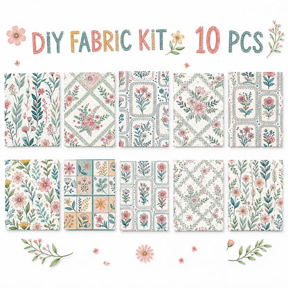10Pc/Set Flower Plaid Series Fat Quarter Fabric, Pre-Cut Square Fabric Assort, Fabric Set, Craft Fabric, Handmade DIY Patchwork Fabric,Home Quilting Sewing Fabric, Packaging Fabric, Scrapbooking Craft Hobbyist