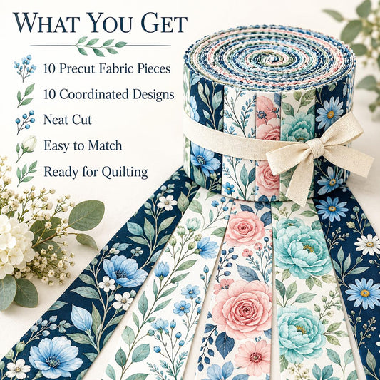 10pcs Vintage Floral Pattern Jelly Roll Fabric Strips 2.5X19.7inch Pre-Cut 100% Polyester For Patchwork Quilts, Table Runners, Placemats, Tote Bags, Storage Pouches, Makeup Bags, Coasters, Quilt Blocks & Binding