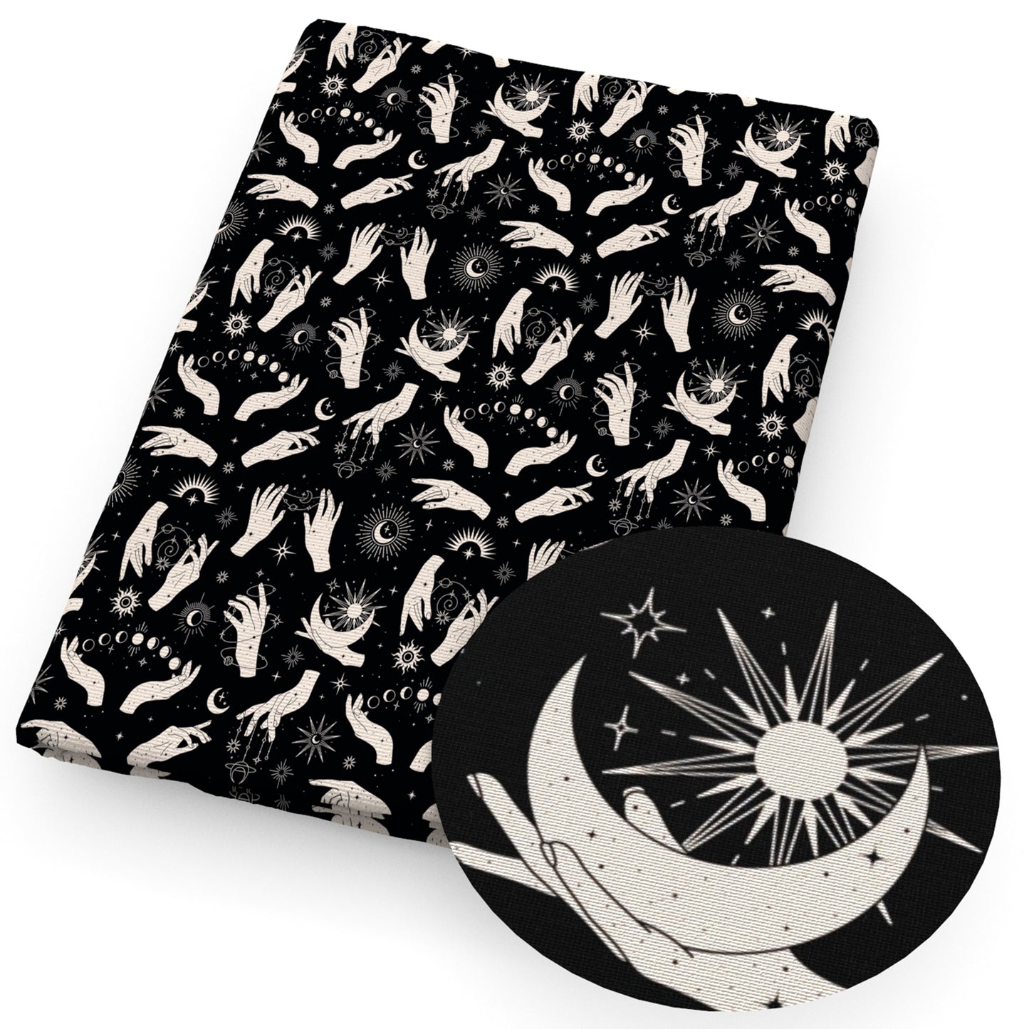 star starfish moon handpalm religion fabric
