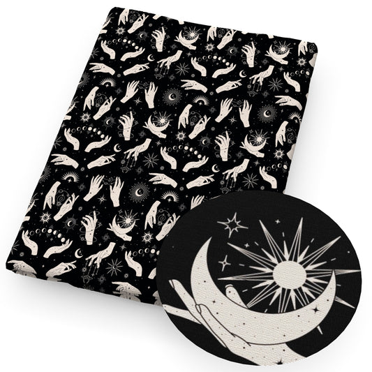 star starfish moon handpalm religion fabric