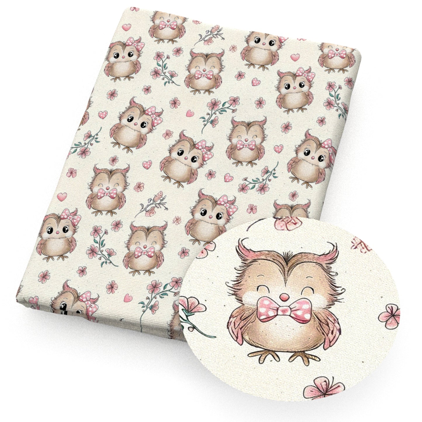owl flowerfloral heart love fabric