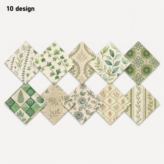 10Pc/Set Leaf Green Series Plaid Fat Quarter Fabric, Pre-Cut Square Fabric Assort, Fabric Set, Craft Fabric, Handmade DIY Patchwork Fabric,Home Quilting Sewing Fabric, Packaging Fabric, Scrapbooking Craft Hobbyist