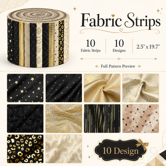 10Pc/Set, Making 10 Images 1pc Each, Each Size: 6.3*50cm Leopard Star Golden Hot Stamping Series Sliced Fabric Set Style Combination, Polyester Jelly Roll Fabric Strips, Pre-Cut Quilting Squares, For Quilting DIY, Handicrafts And Sewing, Blankets, Rugs, I
