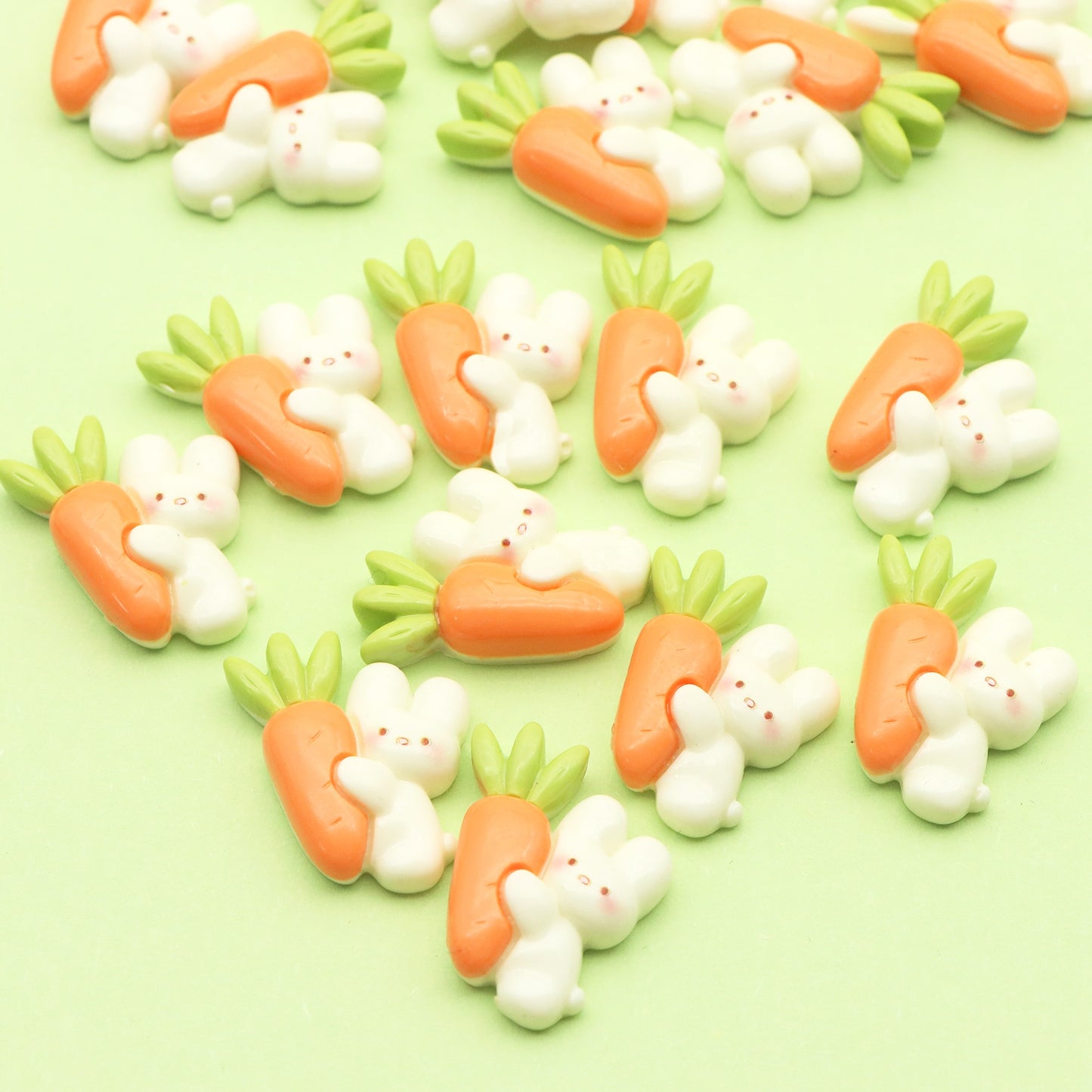 10Pcs Miniature Resin Rabbit Bunny Carrot Shaped Acrylic Charms Beads,3D Flatback Resin Cabochons for DIY Jewelry Making, Earrings, Bracelets, Keychains & Crafts - Perfect for Phone Cases, Water Bottles & Hair Accessories,Easter Decorations
