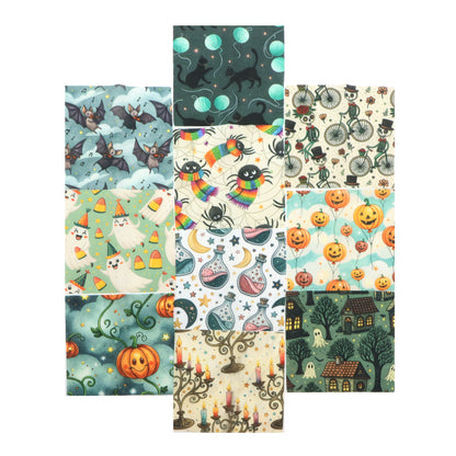 10Pc/Set Hallween Series Pumpkin Cat Moon Spider Bat Fat Quarter Fabric, Pre-Cut Square Fabric Assort, Fabric Set, Craft Fabric, Handmade DIY Patchwork Fabric,Home Quilting Sewing Fabric, Packaging Fabric, Scrapbooking Craft Hobbyist