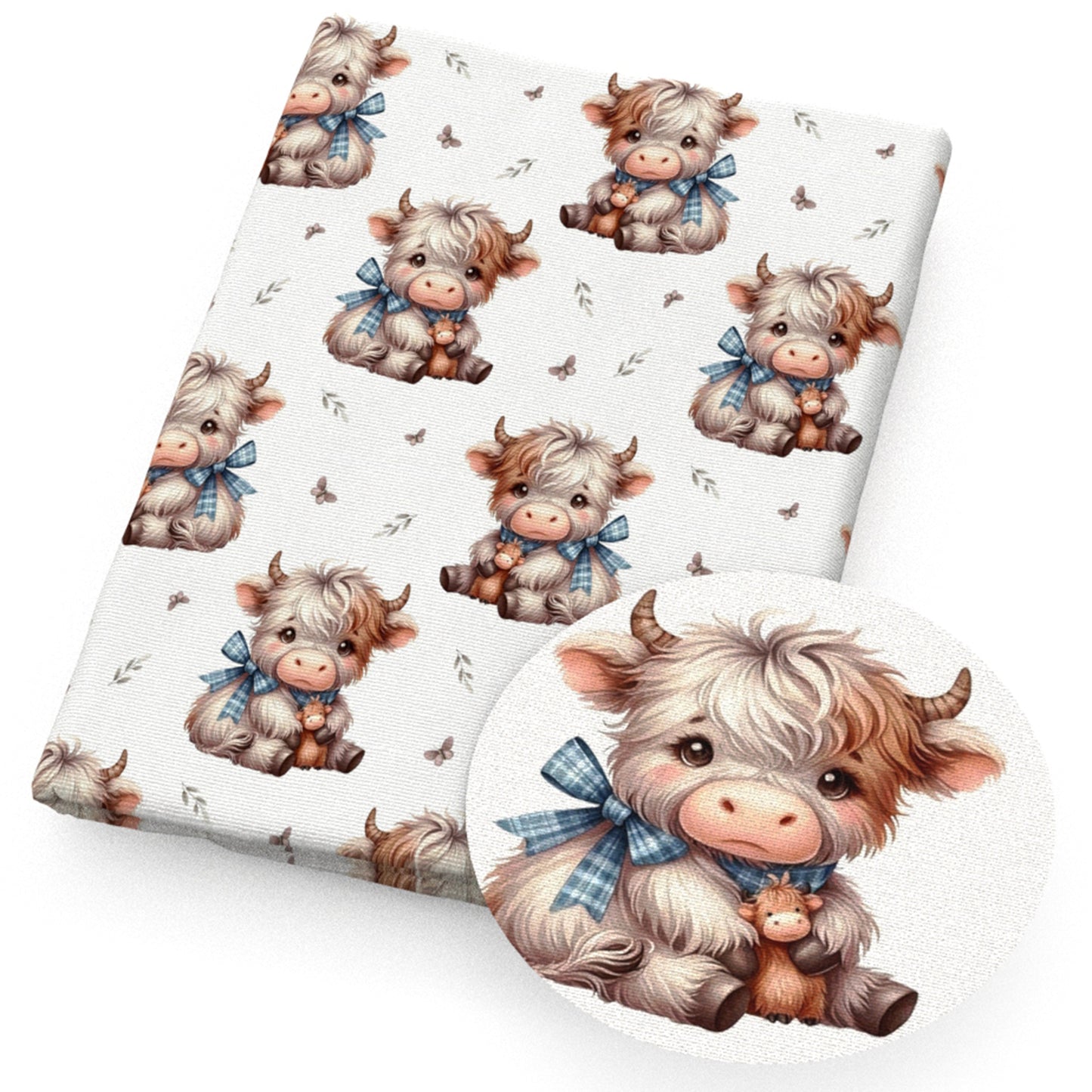 cow butterfly leaf leaves tree fabric
