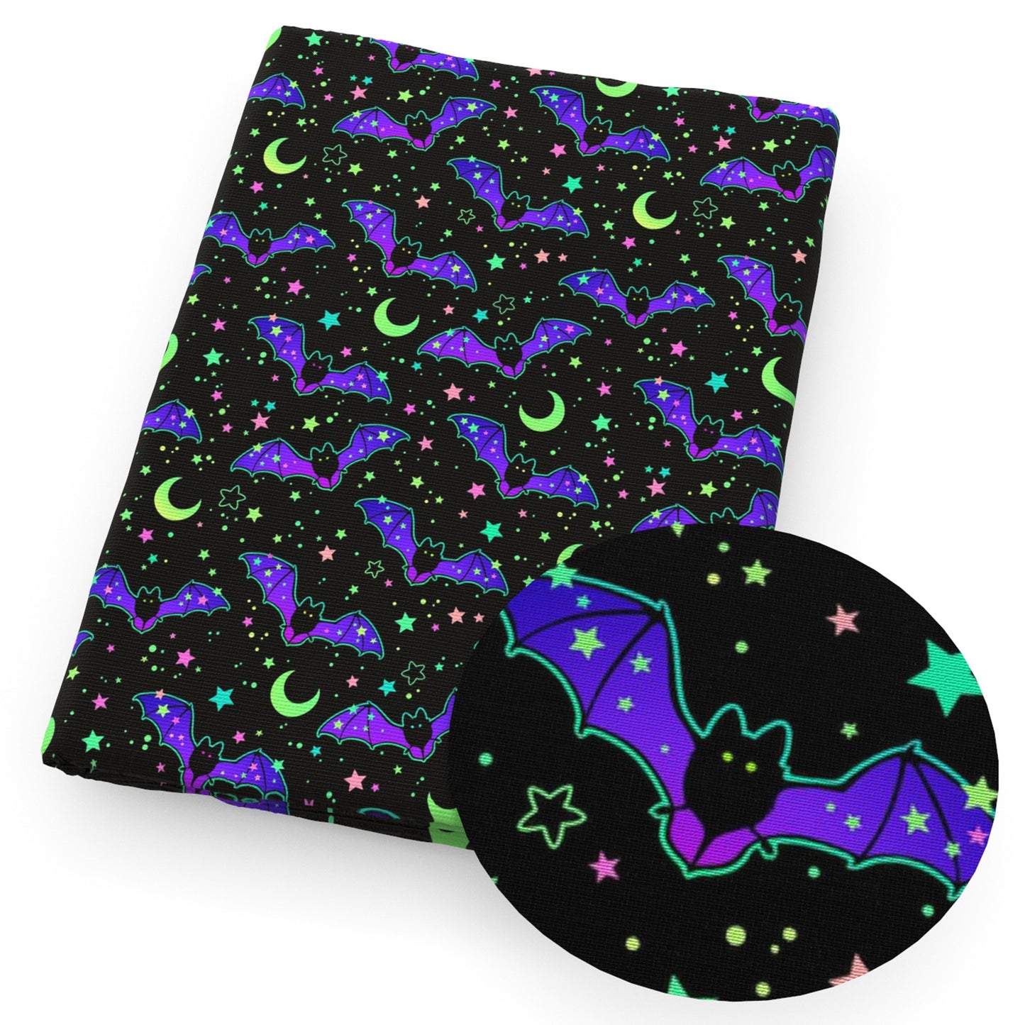halloween bat moon star starfish glossy fabric