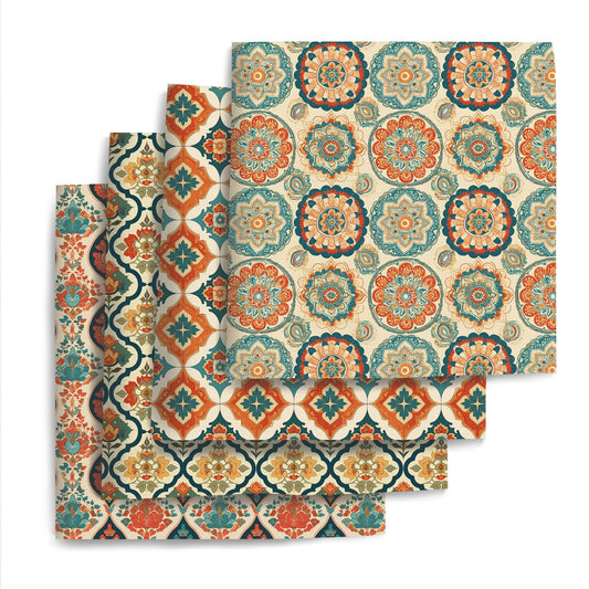 4Pc/set 7.87x7.87inch(20x20cm) Bohemia series Precut Quilting Fabric Fat Quarter Fabric Bundle