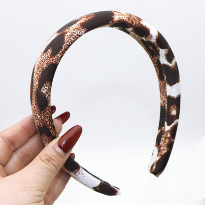 hot gold leopard satin high cranial hairband