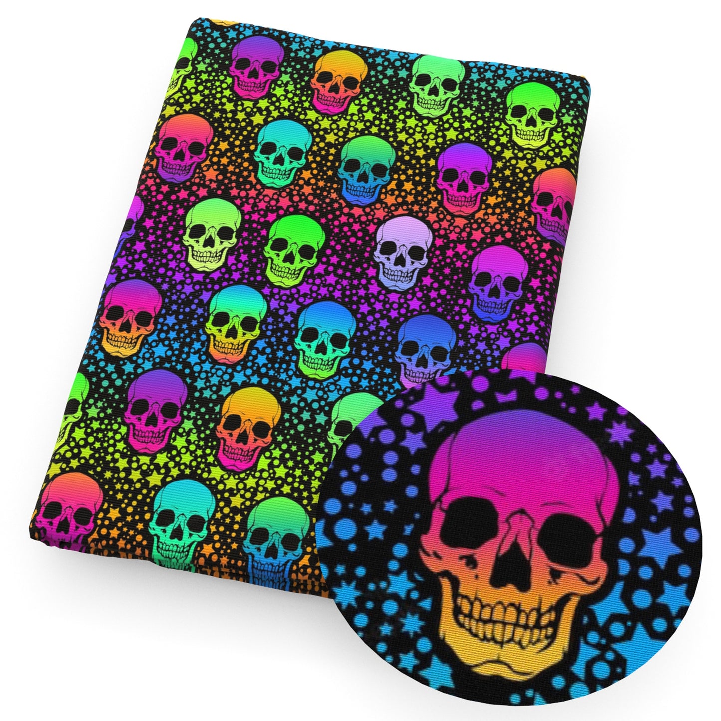 skull ghost skeleton bones star starfish halloween glossy fabric