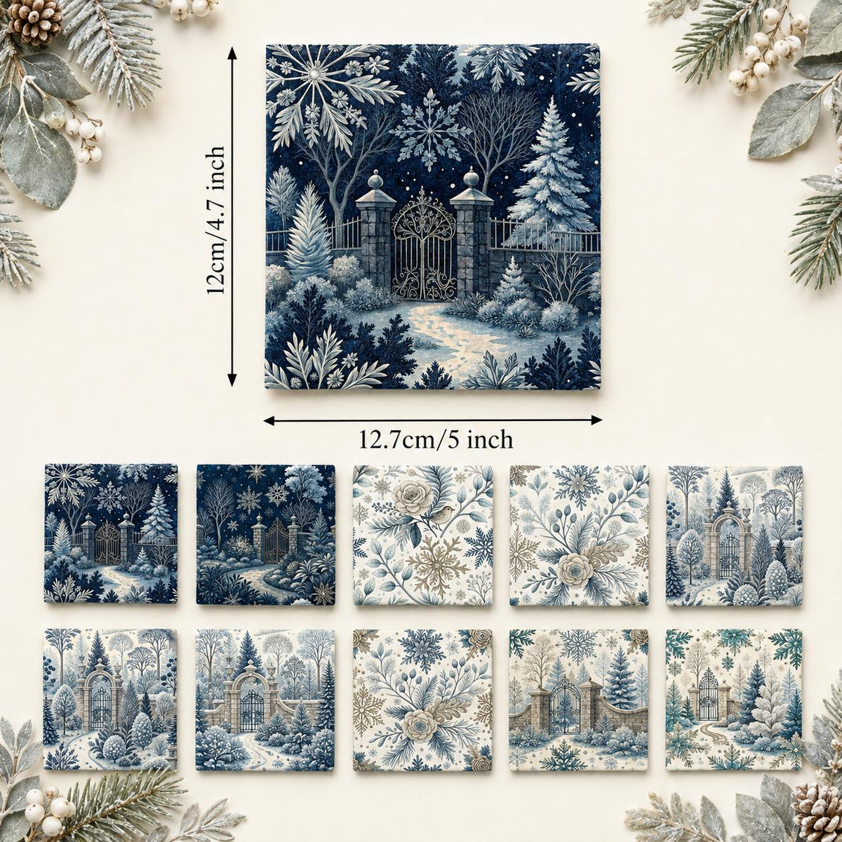 10Pc/Set Christmas Flower Blue Series Bird Leaves House Fat Quarter Fabric, Pre-Cut Square Fabric Assort, Fabric Set, Craft Fabric, Handmade DIY Patchwork Fabric,Home Quilting Sewing Fabric, Packaging Fabric, Scrapbooking Craft Hobbyist