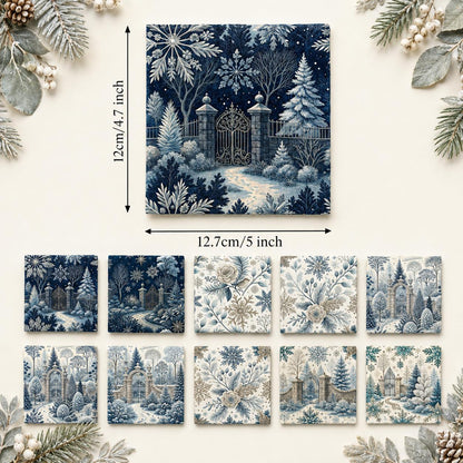 10Pc/Set Christmas Flower Blue Series Bird Leaves House Fat Quarter Fabric, Pre-Cut Square Fabric Assort, Fabric Set, Craft Fabric, Handmade DIY Patchwork Fabric,Home Quilting Sewing Fabric, Packaging Fabric, Scrapbooking Craft Hobbyist