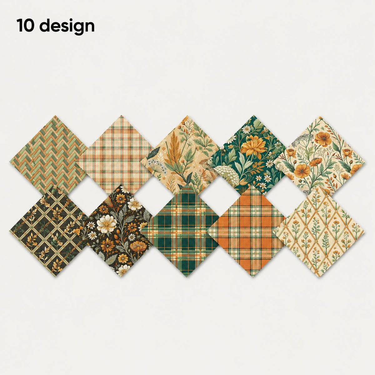10pcs Charm Pack Set Floral Pattern Vintage Style Handmade DIY with Rich Color and Texture Elements 100% Polyester Patchwork in 10 Design Styles Suitable for Patchwork DIY Craft Projects DIY Wallet Making Gift Giving Bag Making Mother's Day Gift