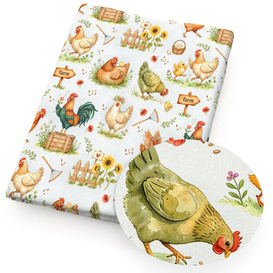 turkey chicken duck flowerfloral sunflower farm fabric