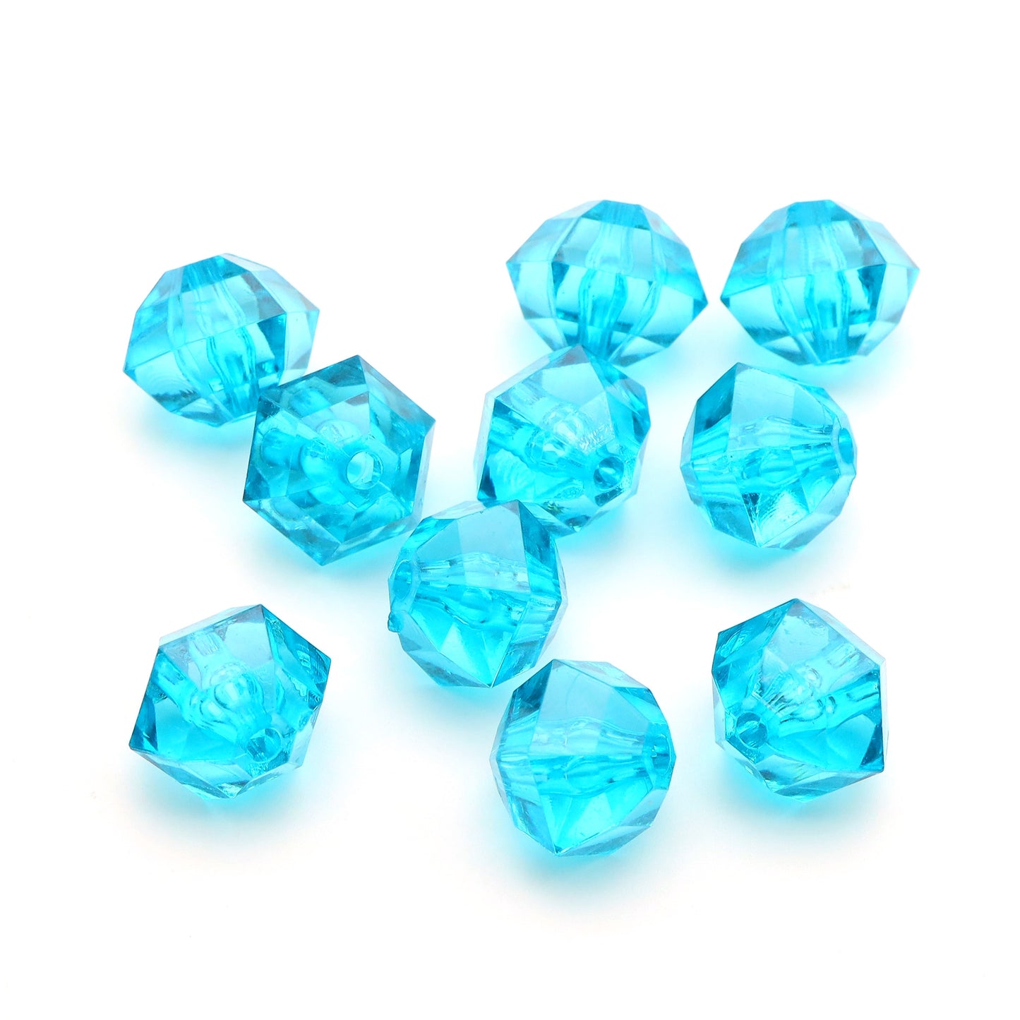 20Pcs Acrylic Transparent Hexagonal Beads Imitation Crystal Beads Loose Beads Diy Handmade Beaded Mobile Phone Chain Bracelet Necklace Making Jewelry Accessories