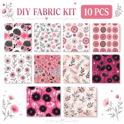 10Pc/Set Flower Dot Series Fat Quarter Fabric, Pre-Cut Square Fabric Assort, Fabric Set, Craft Fabric, Handmade DIY Patchwork Fabric,Home Quilting Sewing Fabric, Packaging Fabric, Scrapbooking Craft Hobbyist