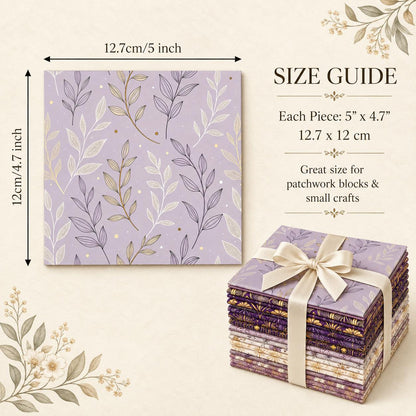 10Pc/Set Flower Purple Series Stripe Feather Fat Quarter Fabric, Pre-Cut Square Fabric Assort, Fabric Set, Craft Fabric, Handmade DIY Patchwork Fabric,Home Quilting Sewing Fabric, Packaging Fabric, Scrapbooking Craft Hobbyist