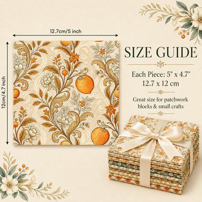 10Pc/Set Fruit Orange Series Flower Fat Quarter Fabric, Pre-Cut Square Fabric Assort, Fabric Set, Craft Fabric, Handmade DIY Patchwork Fabric,Home Quilting Sewing Fabric, Packaging Fabric, Scrapbooking Craft Hobbyist