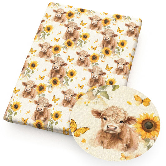 cow sunflower butterfly fabric
